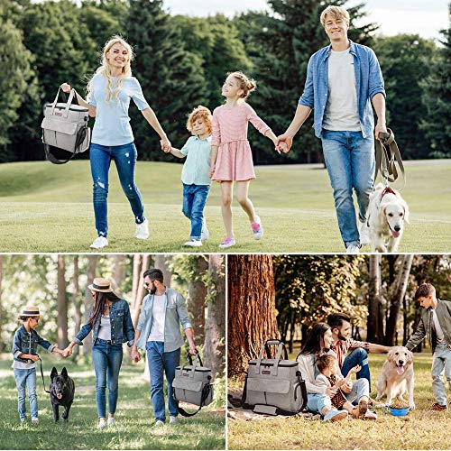 Modoker Dog Travel Bag, Weekend Pet Travel Set for Dog and Cat, Airline Approved Tote Organizer with Multi-Function Pockets, 2 Food Storage Containers, 2 Collapsible Bowls, 1 Feeding Mat (Grey) - color: Ash Grey