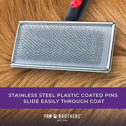 Ryan's Pet Supplies Paw Brothers Flat Slicker Brush for Dogs, Dog Brush for Long Haired Dogs, Professional Grade, Coated Tips, Gentle on Skin, Maximum Coverage, Large 4.5" x 2" - size: Large