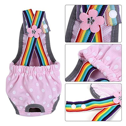 Dog Diaper Washable Reusable Female Puppy Sanitary Panty Adjustable Suspender for Heat Cycle Incontinence Protection 100 Machine Washes Leak Proof Design for Teddy Small Breed Dogs Travel Home Use - size: M/12