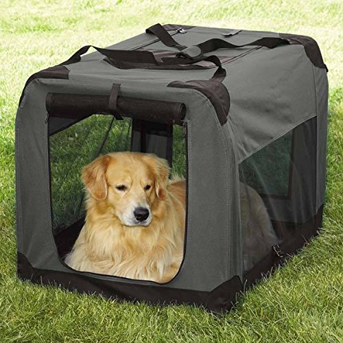 Guardian Gear Soft Sided Charcoal Collapsible Crates for Dogs Mesh Window Panels(Small 28"x20"x20") - color: Charcoal