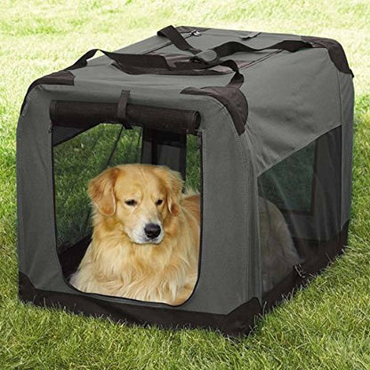 Guardian Gear Soft Sided Charcoal Collapsible Crates for Dogs Mesh Window Panels(Small 28"x20"x20") - color: Charcoal