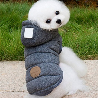 Fleece Dog Hoodie Winter Coat for Small Boy Dog Cat Puppy Cotton Hooded Jacket Chihuahua Clothes Grey M - color: Gray, size: M