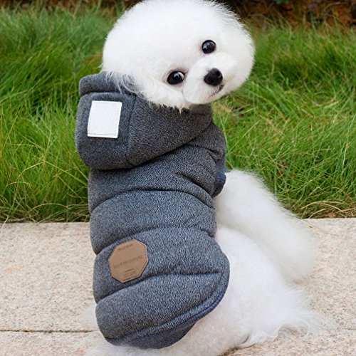 Fleece Dog Hoodie Winter Coat for Small Boy Dog Cat Puppy Cotton Hooded Jacket Chihuahua Clothes Grey S - color: Gray, size: S