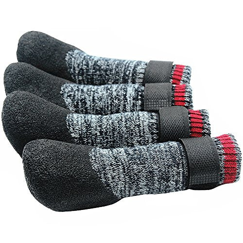 Mihachi Dog Socks Rubber Sole Paw Protectors with Straps Traction Control Anti-Slip Waterproof Boots Winter Paw Protectors - size: Small