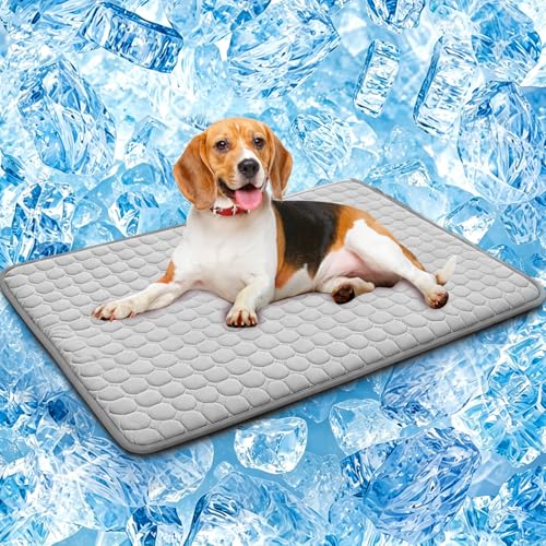 SOMOYA Dog Cooling Mat,Upgraded Arc-Chill Non-Slip Cool Pad | Cooling Mat for Dogs Q-Max 0.4 Breathable Washable,Foldable,Suit for Indoor Outdoor Summer Use for Cats Dogs - color: Grey, size: 22x27 in