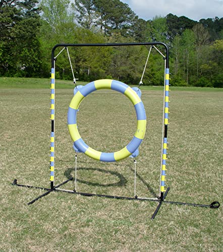 Agility Tire Jump - Double Walled Inflatale Tires with a Metal Frame Setup for Competition and Training - color: Blue-Yellow