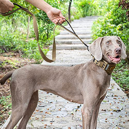 OneTigris Handled No-Pull Dog Walking Leash Long Traffic Leads for Medium to Large Dogs (Brown, 4FT) - color: Brown, size: 4FT