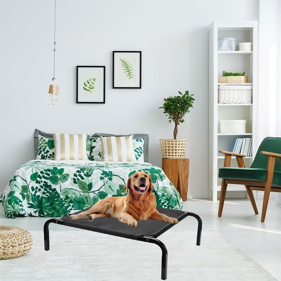 POPETPOP Elevated Dog Bed Replacement Cover Breathable Mesh Dog Cot Cover Pet Camp Bed Indoor Outdoor - size: 90.00X69.00X0.80CM