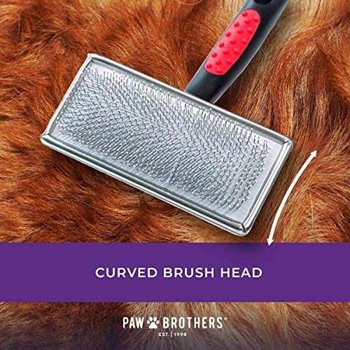 Ryan's Pet Supplies Paw Brothers Soft Flat Slicker Brush for Dogs, Grooming Brush Small and Medium Dogs, Coated Tips, Gentle on Skin, Maximum Coverage, Medium - size: Small/Medium