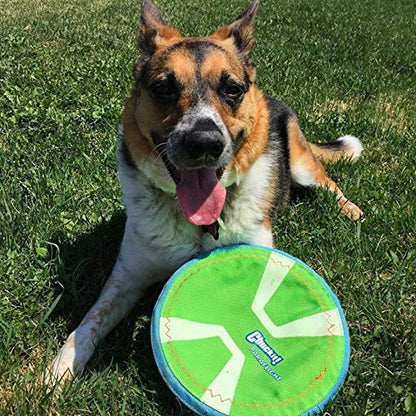 Chuckit! Max Glow Paraflight Flying Disc Dog Toy, Small (6.75"), Green And White - color: Green/Max Glow, size: Small