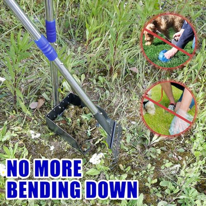 Pooper Scooper Metal Scooper Tray and Rake Set with 3 Stainless Steel Long Handle Removable Dog Pooper Scooper Multifunctional Poop Scoop Set for Pet Waste Removal on Grass and Gravel