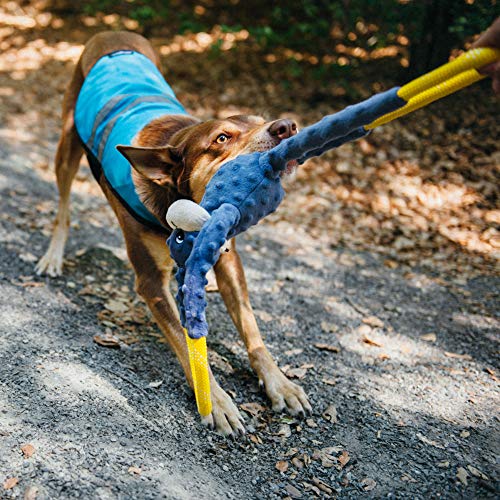 ZippyPaws RopeTugz - Durable Dog Pull Rope Toy, Interactive Tug of War for Large, Medium, & Small Dogs, Squeaky Pet Products to Keep Them Busy, Made with Heavy Duty Climbing Rope - Blue Monkey - color: Blue, size: 28 x 5 x 5 in