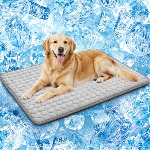 SOMOYA Dog Cooling Mat,Upgraded Arc-Chill Non-Slip Washable Cool Pad | Cooling Mat for Dogs Q-Max 0.4 Breathable Washable,Foldable,Suit for Indoor Outdoor Summer Use for Cats Dogs - color: Grey, size: 27x39 in