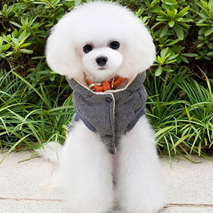 Fleece Dog Hoodie Winter Coat for Small Boy Dog Cat Puppy Cotton Hooded Jacket Chihuahua Clothes Grey M - color: Gray, size: M