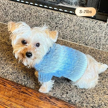 KYEESE Dog Sweater for Small Dogs Thick Cable Knit Dog Turtleneck Knitwear Warm with Sleeves Puppy Sweater Fuzzy, Blue, Small - color: 07# Blue, size: Small (6-9lbs)