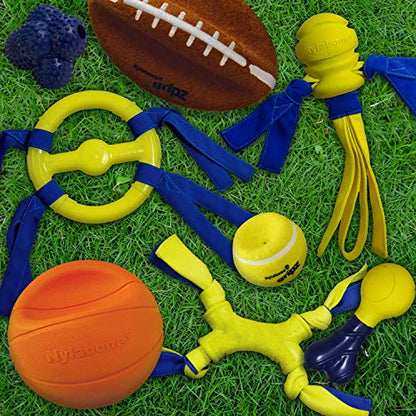Nylabone Power Play Felt Football Gripz Fetch Toy, Squeaky Ball Chew Toy for Dogs, Medium (1 Count) (Pack of 4) - size: Medium (Pack of 4)