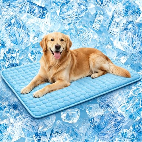 SOMOYA Dog Cooling Mat,Upgraded Arc-Chill Non-Slip Cool Pad | Cooling Mat for Dogs Q-Max 0.4 Breathable Washable,Foldable,Suit for Indoor Outdoor Summer Use for Cats Dogs - color: Blue, size: 27x39 in