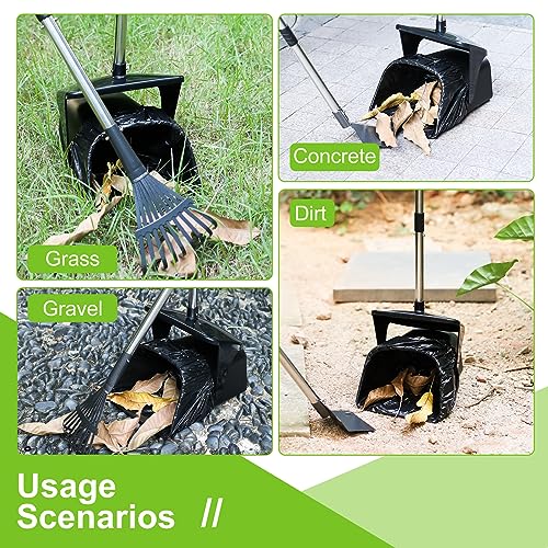 Pooper Scooper Large Swivel Bin & Rake & Spade with 20 Waste Bags and 1 Hook, 39.3" Long Handle Metal Dog Pooper Scooper for Yard, Easy to Clean Pet Waste Use on Grass, Dirt, Gravel or Flats