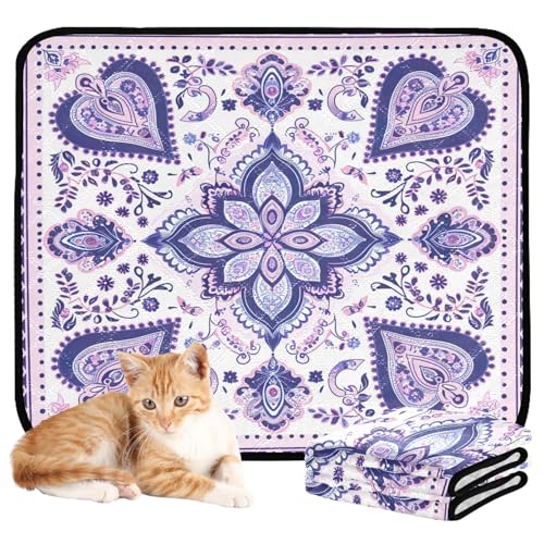 Qilmy Mandala Pet Mat, Waterproof Reusable Dog Training Pad Anti-Slip Pet Creat Pad for Small Medium Large Dogs and Cats - size: Smallx3