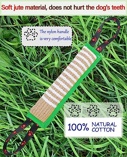 Clysoru Dog Tug Toy Tough Jute Bite Pillow Lasting Training Equipment Puppy to Large Dogs Interactive for Large and Small - color: green footprint