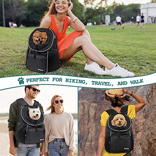 PetAmi Adjustable Dog & Cat Chest Carrier Backpack, Ventilated for Hiking, Camping & Travel, Max 10 lbs, Black - color: Black, size: 15.5"L x 8.0"W x 15.0"H