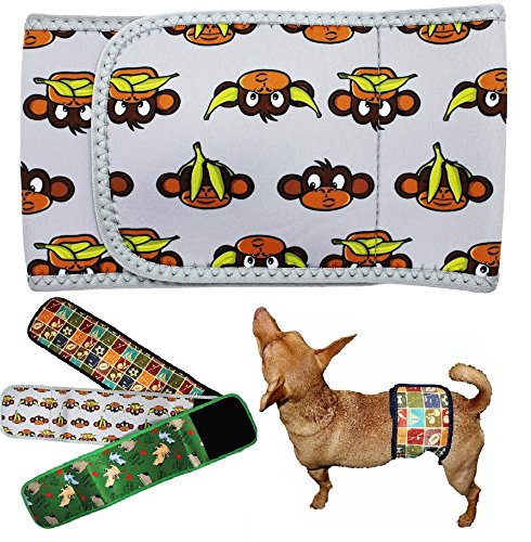 Dog Diaper for Male Belly Band Neoprene Reusable Washable for Small and Big Large Dogs Puppy (Gray Monkey, XS: Waist 8" - 10") - color: Gray Monkey, size: XS: Waist 8" - 10"