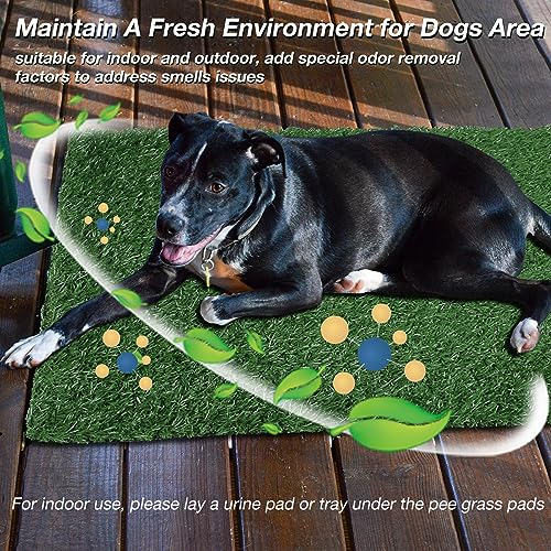 GLOBREEN Artificial Dog Grass Pee Pads 28" X 18" - Large Puppy Training Turf for Potty Tray, Anti Odors Reusable Pet Fake Grass with Drainage, 2 Packs - size: 28"x18"