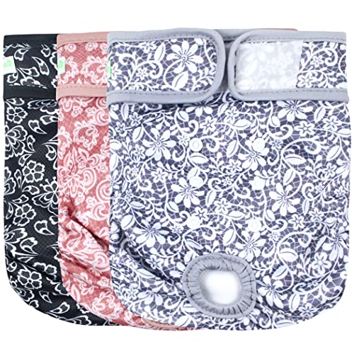wegreeco Luxury Washable Reusable Dog Diapers (Stylish Pattern) - Female Dog Diapers, Doggie Diapers, 3 Pack (Lace, Small) - color: Lace, size: Small