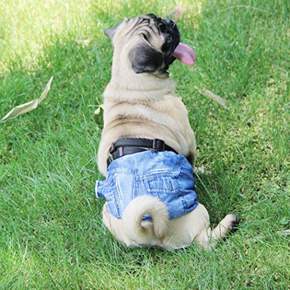 Wegreeco Jeans Washable Male Dog Diapers (Pack of 3) - Washable Male Dog Belly Wrap (X-Small) - color: Blue Jeans, size: X-Small (Pack of 3)
