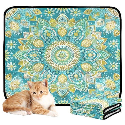 Qilmy Mandala Pet Mat, Waterproof Reusable Dog Training Pad Anti-Slip Pet Creat Pad for Small Medium Large Dogs and Cats - size: Medium+Large