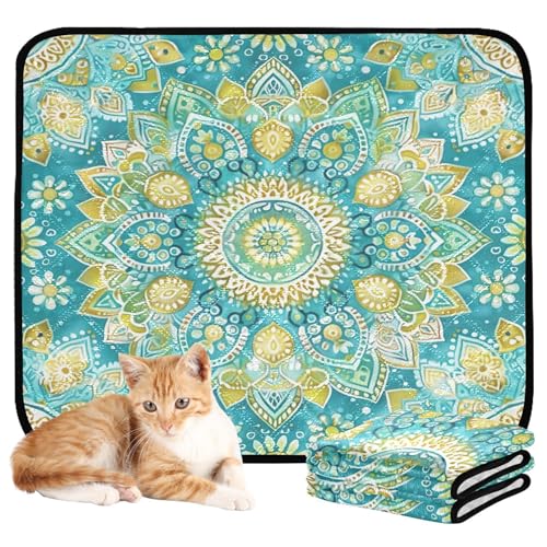 Qilmy Mandala Pet Mat, Waterproof Reusable Dog Training Pad Anti-Slip Pet Creat Pad for Small Medium Large Dogs and Cats - size: Smallx3