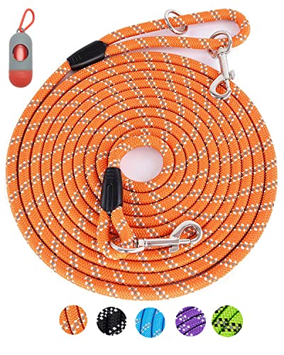 Long & Heavy Duty Dog Leash for Large, Medium & Small Dogs - Reflective Threads Rope Check Cord, 16FT/30FT/50FT/100FT for Training, Walking, Playing, Camping & Yard - color: Orange, size: 10FT* 3/8 inch