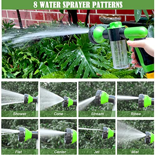 Dog Wash Sprayer Outdoor, 8-in-1 Dog Sprayer Hose Attachment with Massage Brush and Pet Grooming Comb, 3/4 Inch Standard Garden Hose Nozzle for Watering Flowers, Car Washing, Pet Bathing(Green)