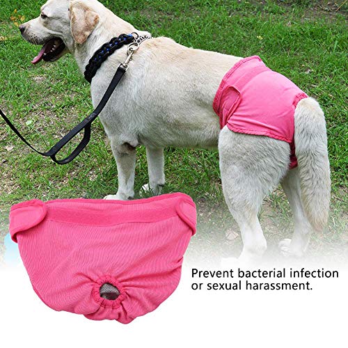 Dog Cotton Underwear Pants, Female Dog Physiological Pants Sanitary Diaper Breathable Cotton Suspender Short Pants(L)