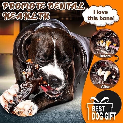 Dog Chew Toys for Aggressive Chewers 4 Pack, Indestructible Dog Toys, Bacon Flavor, Tough Nylon Bones to Keep Them Busy, Medium & Large Breed, Gifts for Dogs - size: Large