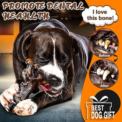 Dog Chew Toys for Aggressive Chewers 4 Pack, Indestructible Dog Toys, Bacon Flavor, Tough Nylon Bones to Keep Them Busy, Medium & Large Breed, Gifts for Dogs - size: Large