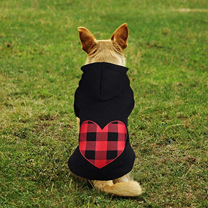 Dog Hoodie Dog Sweaters for Medium Dogs Pet Clothes Black Buffalo Plaid Warm and Soft Breathable Cozy(M) - color: Heart, size: Medium