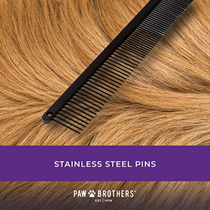 Ryan's Pet Supplies Paw Brothers Greyhound Style Comb for Dogs, Professional Grade Grooming Tool, Remove Knots and Tangles, True Teflon, Fine/Coarse, Ergonomic Handle, 7 inch - style: Fine/Course