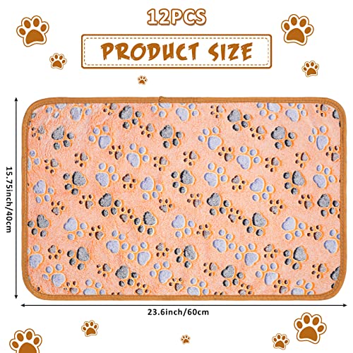 Tegeme 12 Pcs Pet Blankets 23 x 16 Inch Soft Fluffy Fleece Dog Cat Warm Paw Print Pattern Blankets Flannel Throw for Pets Dog Puppy Cat(Dark Gray, White, Camel) - color: Dark Gray, White, Camel, size: 23 x 16 Inch