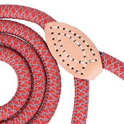 Mile High Life Dog Leash, Rope Leash with Genuine Leather Connection and Heavy Duty Metal Clasp, Great for Small Medium Large Dogs(Red,48 Inch) - color: Rope Handle-Red, size: 48 Inch-1/2"