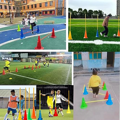 Agility Hurdle Cone 5pc Set, Detachable Slalom Training Agility Poles for Players Adult Children and Dog, Outdoor Sport Traning Equipment (Size : 1.5m/59.1in) - size: 1.5m/59.1in