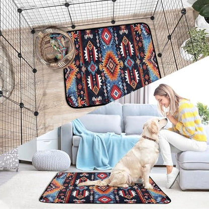 Qilmy Aztec Pet Mat, Waterproof Reusable Dog Training Pad Anti-Slip Pet Creat Pad for Small Medium Large Dogs and Cats - size: Smallx3