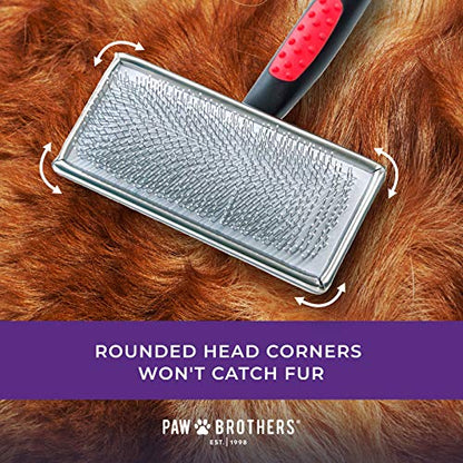 Paw Brothers Soft Pin Flat Slicker Brush for Dogs, Professional Grade Brush for Large Dogs, Coated Tips, Gentle on Skin, Remove Tangles and Mats, Maximum Coverage, X-Large - size: Large/X-Large