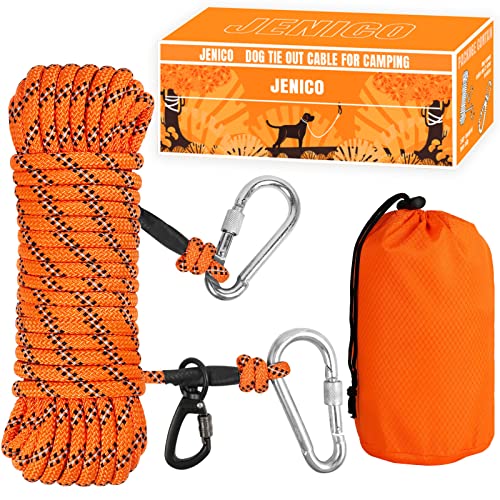 Dog Tie Out Cable for Camping - 50ft/70ft/100ft Portable Reflective Overhead Trolley System for Dogs up to 300lbs - Dog Lead for Yard Camping | Parks | Outdoor Events - color: Orange, size: 70FT