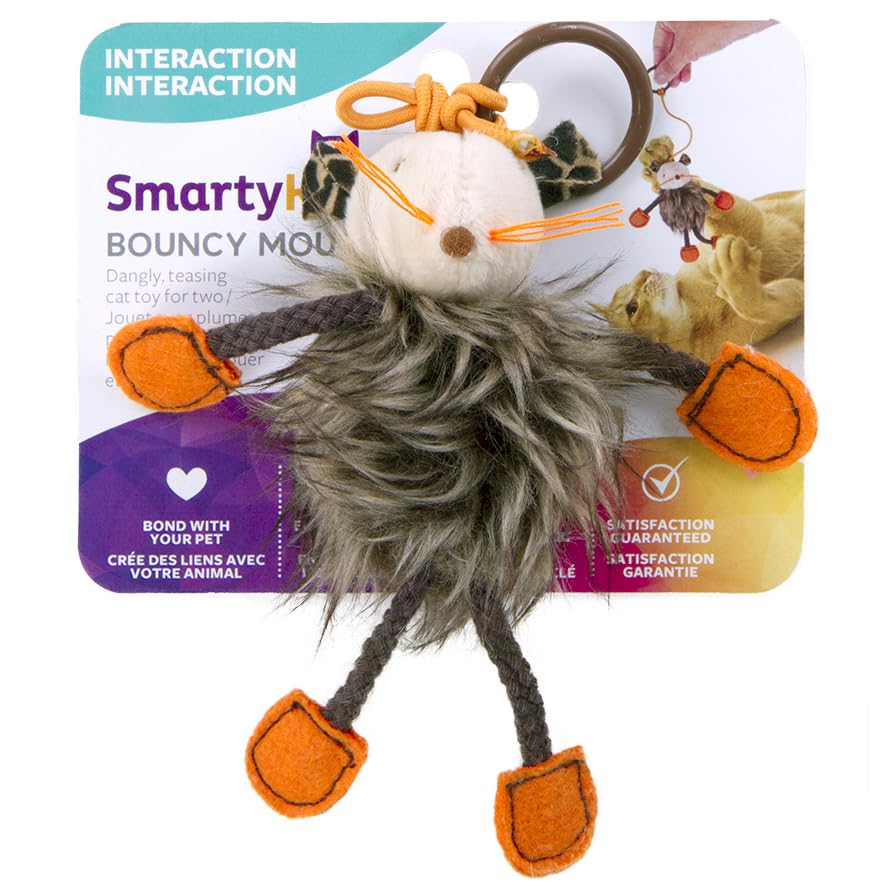 SmartyKat (3 Count) Bouncy Mouse Bungee Dangler Plush Cat Toys - Multi Color, 3 Count