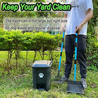 Dog Poop Trash Can Outside 20L with Waste Bags Outdoor Dog Poop Trash Can for Backyard with Lid Odorless Waterproof Foot Pedal and Removable Inner Bucket