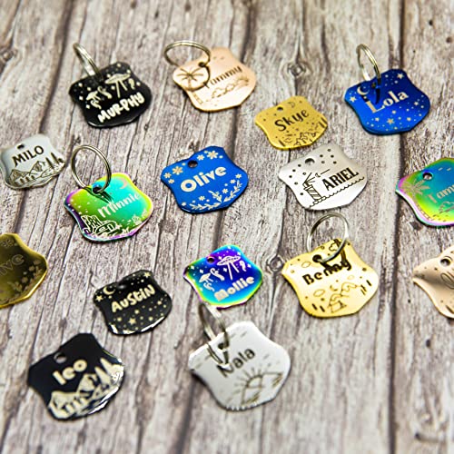 Personalized Dog Tag with 5 Lines of Custom Deep Engraved Durable Stainless Steel Pet ID Name Tag Designer Regular Size Badge - size: Regular, style: Badge