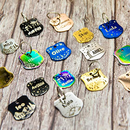 Personalized Dog Tag with 5 Lines of Custom Deep Engraved Durable Stainless Steel Pet ID Name Tag Designer Regular Size Badge - size: Regular, style: Badge