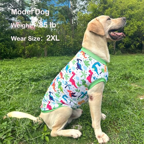 Pet Dog Green Sleeveless T Shirts with Dinosaur Pattern Printed pet Clothes Soft Breathable Vest for Large Dogs X-Large,Green - color: Dino Grenn, size: XL