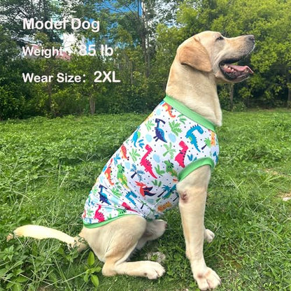 Pet Dog Green Sleeveless T Shirts with Dinosaur Pattern Printed pet Clothes Soft Breathable Vest for Large Dogs X-Large,Green - color: Dino Grenn, size: XL
